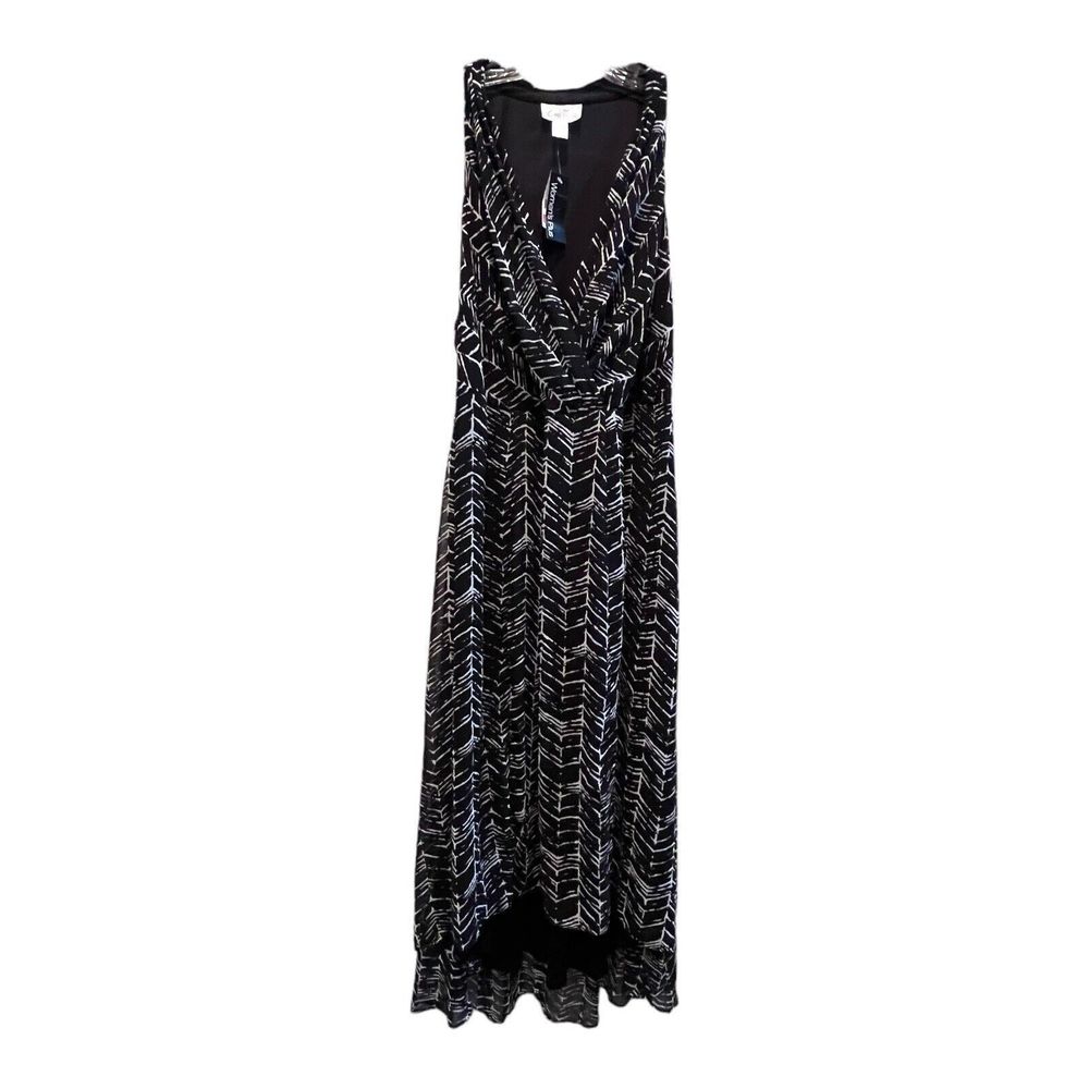 NEW Simply Emma Womens Maxi Dress Plus Size 20W Black White Sleeveless  VNeck